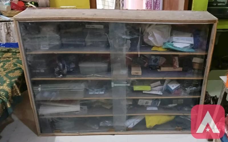 plywood and glass rack