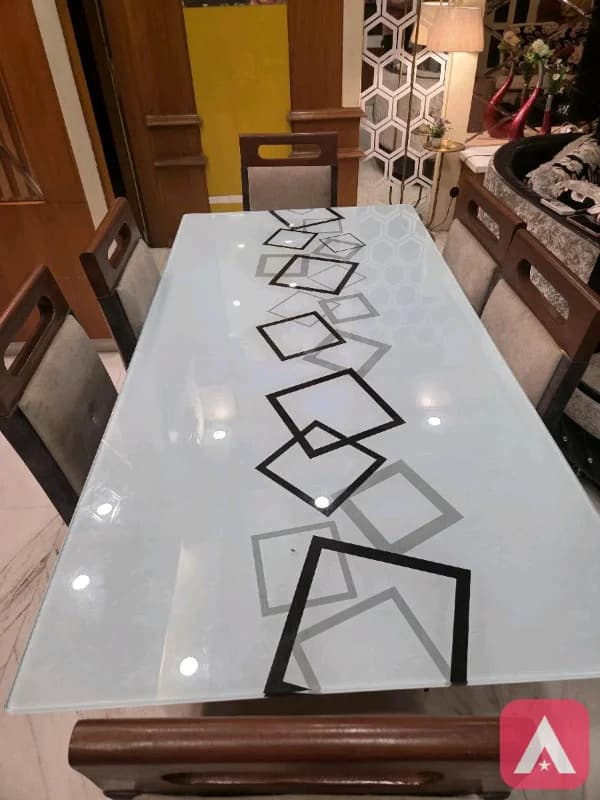 6-Seater Modern Glass Dining Table Set
