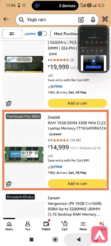 Crucial 16GB DDR4 3200MHz Laptop RAM (CT16G4SFRA32A) - Brand New