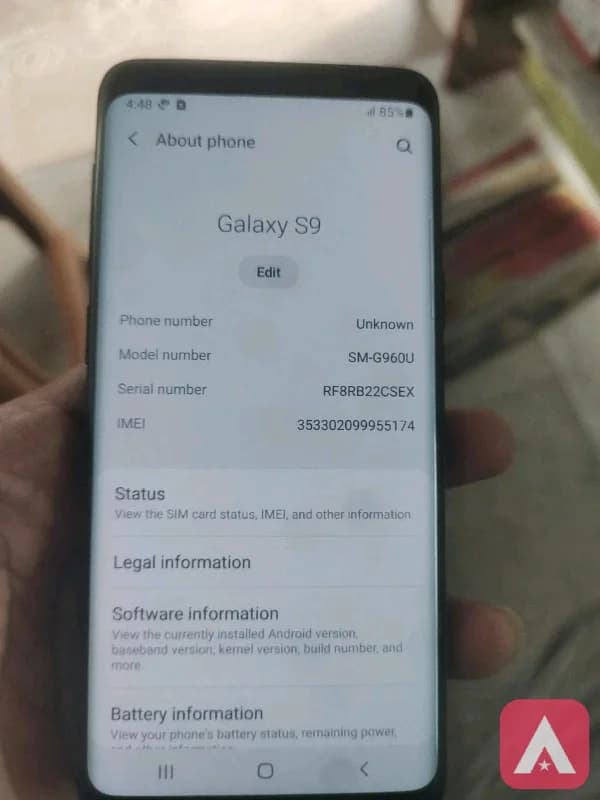 Samsung s9 4g 64 4g hand set mint condition