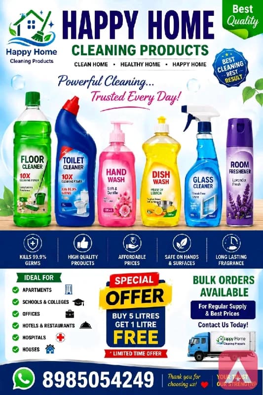 Happy home cleaning products.
