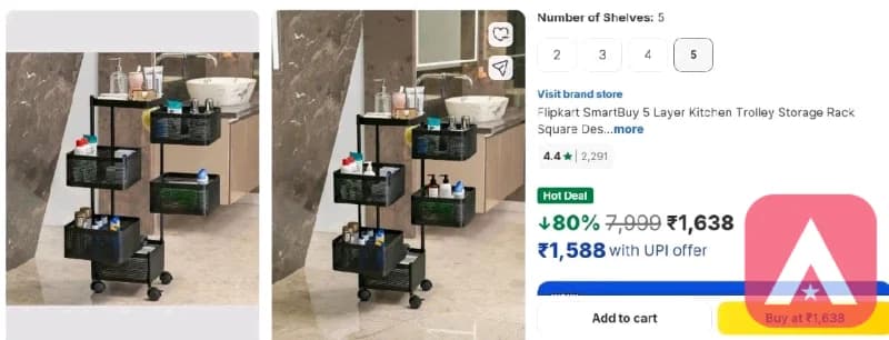 Flipkart | 5 Layer Kitchen Trolley₹1,638https://fkrt.co/nzLrSp6 Seater Dining Set₹15,499https://f