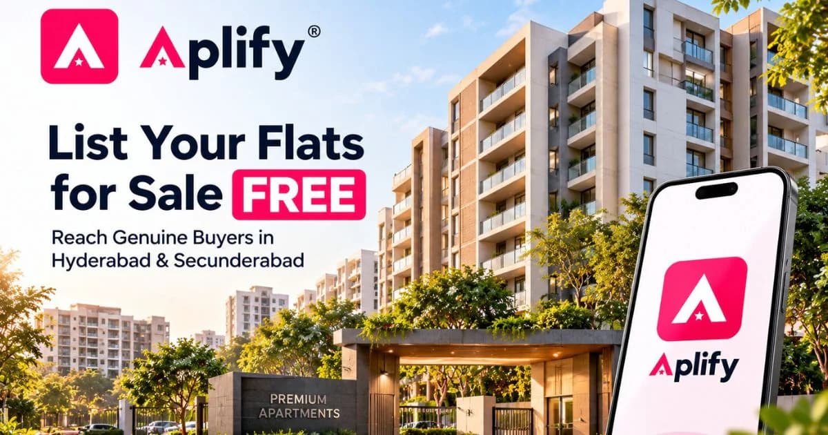 Apartment building in Hyderabad illustrating Aplify flat-for-sale listings for owners and builders
